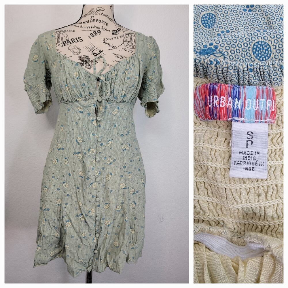 Urban Outfitters Mini Dress SZ S Puff Sleeve Persephone Cottagecore Milkmaid